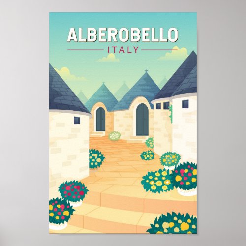 Alberobello Italy  Travel Art Vintage Poster