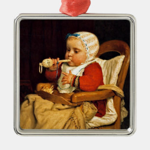 Albert Anker - The Little Musician Metal Ornament