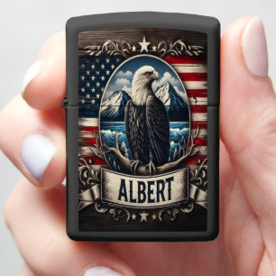 Albert Bald Eagle & American Flag Zippo Lighter