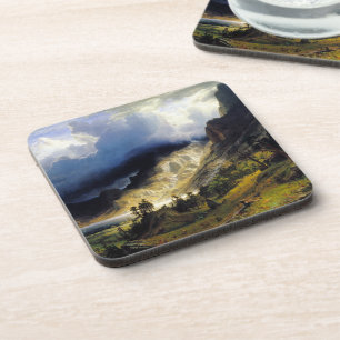 Albert Bierstadt A Storm in the Rocky Mountains Beverage Coaster