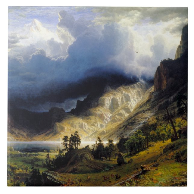 Albert Bierstadt A Storm in the Rocky Mountains  Ceramic Tile (Front)