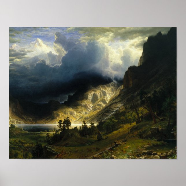 Albert Bierstadt - A Storm in the Rocky Mountains Poster (Front)