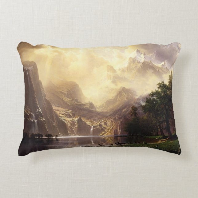 Albert Bierstadt Among the Sierra Nevada Mountains Accent Pillow (Front)