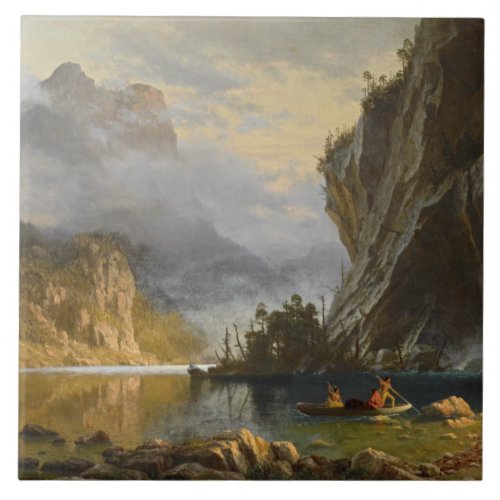 Albert Bierstadt _ Indians Spear Fishing Tile