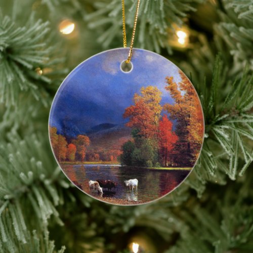 Albert Bierstadt _ On the Saco fine art  Ceramic Ornament