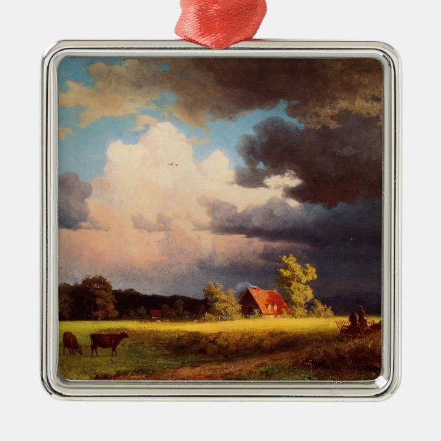 Albert Bierstadt painting, Bavarian Landscape Metal Ornament (Front)
