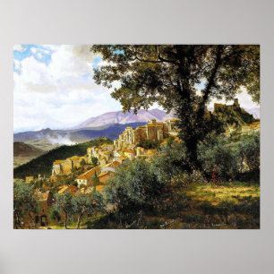 Albert Bierstadt painting, Olevano Card Poster