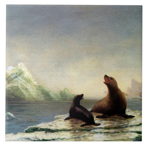 Albert Bierstadt painting Seals Ceramic Tile