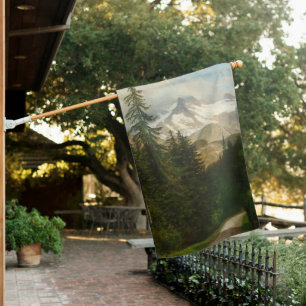Albert Bierstadt Painting Snow in the High Country House Flag