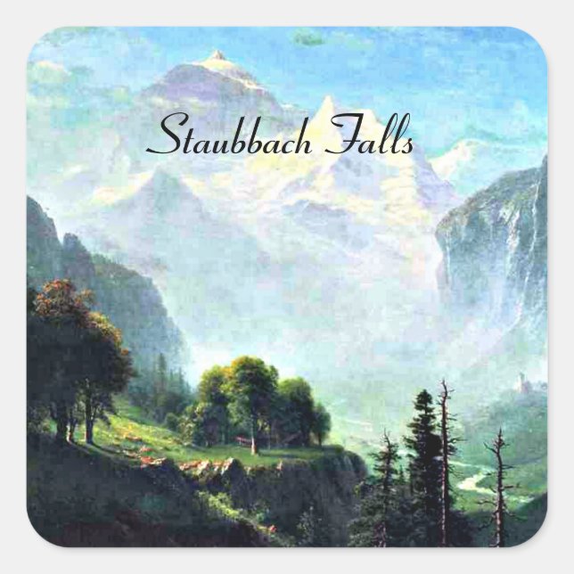 Albert Bierstadt painting, Staubbach Falls, Square Sticker (Front)
