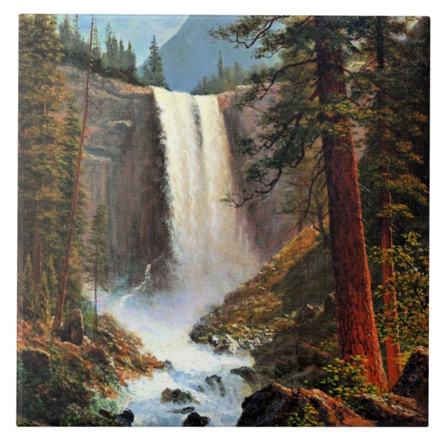 Albert Bierstadt painting, Vernal Falls Ceramic Tile (Front)