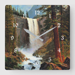 Albert Bierstadt painting, Vernal Falls Square Wall Clock