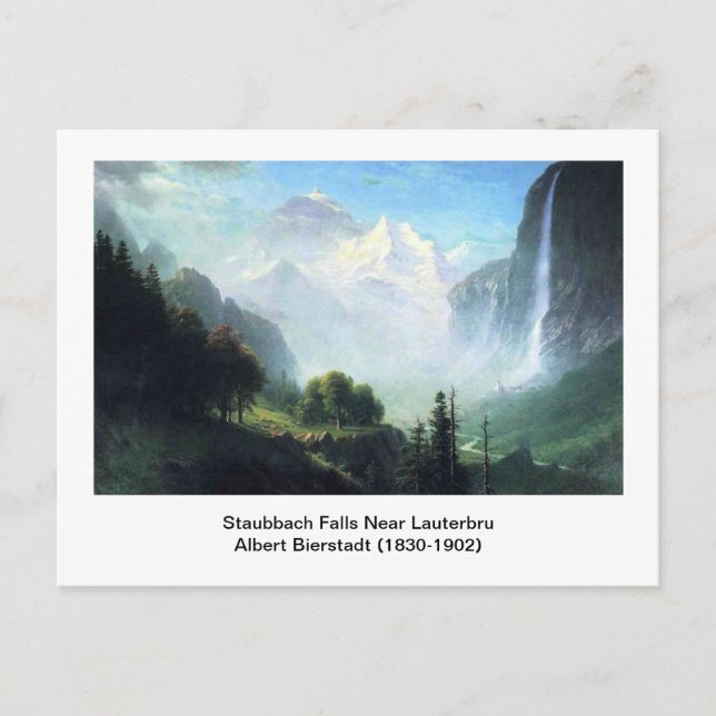 Albert Bierstadt, staubbach falls near lauterbru Postcard (Front)