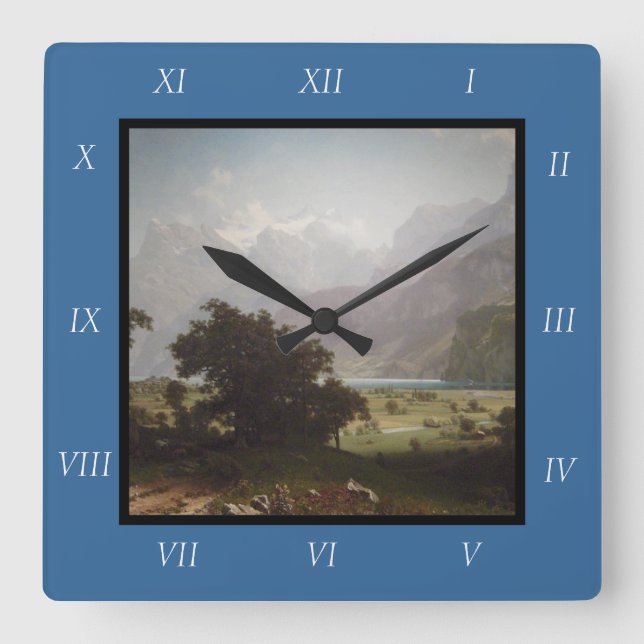 Albert Bierstadt's Lake Lucerne, 1858 Canvas Print Square Wall Clock (Front)