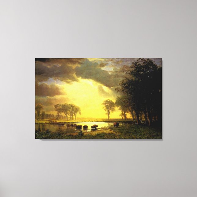 Albert Bierstadt's The Buffalo Trail, 1867 Canvas Print (Front)
