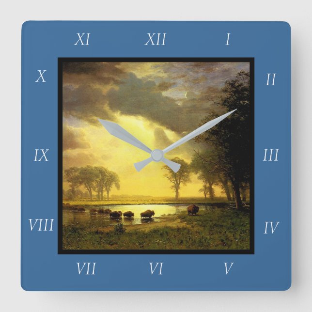 Albert Bierstadt's The Buffalo Trail, 1867 Canvas  Square Wall Clock (Front)