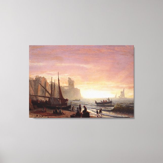 Albert Bierstadt's The Fishing Fleet Canvas Print (Front)
