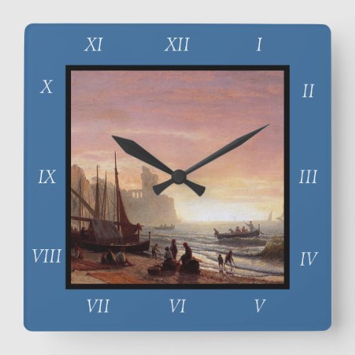 Albert Bierstadts The Fishing Fleet Canvas Print Square Wall Clock