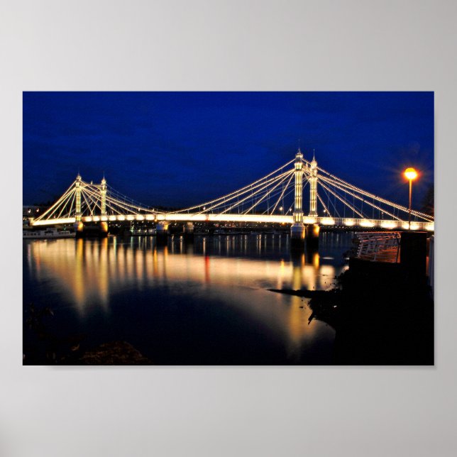 Albert Bridge At Night West London Poster (Front)