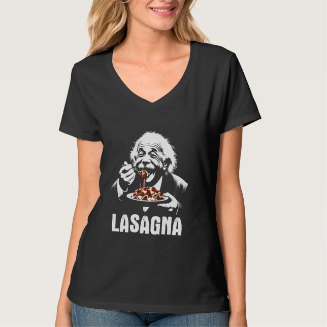 Albert Eating Lasagna - Funny Lasagne Graphic Clas T-Shirt (Front)