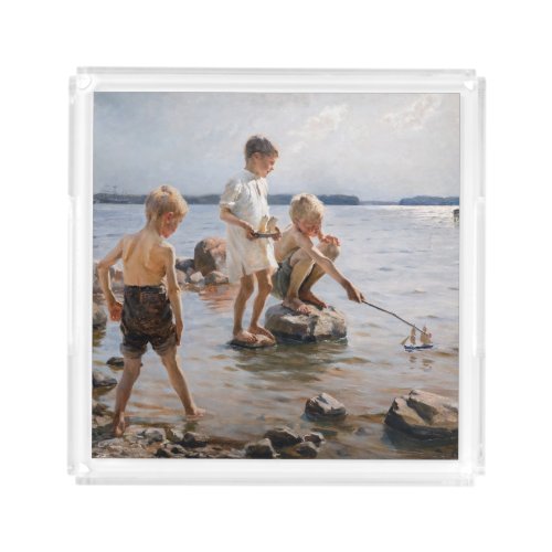 Albert Edelfelt _ Boys Playing on the Shore Acrylic Tray
