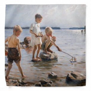 Albert Edelfelt - Boys Playing on the Shore Bandana