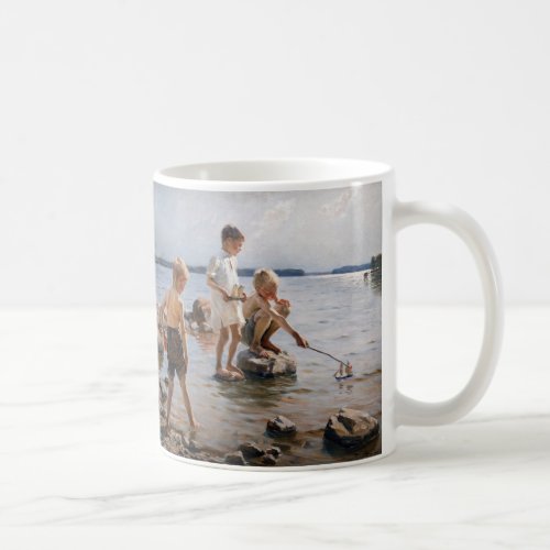 Albert Edelfelt _ Boys Playing on the Shore Coffee Mug