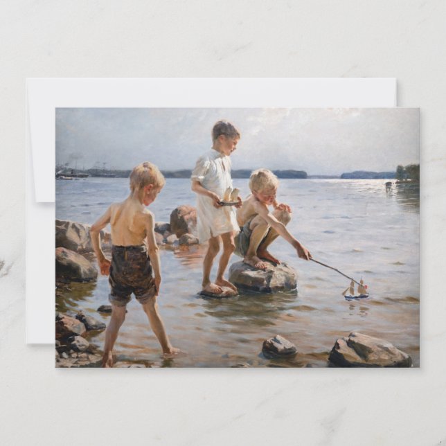 Albert Edelfelt - Boys Playing on the Shore Invita Thank You Card (Front)