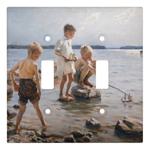 Albert Edelfelt _ Boys Playing on the Shore Light Switch Cover