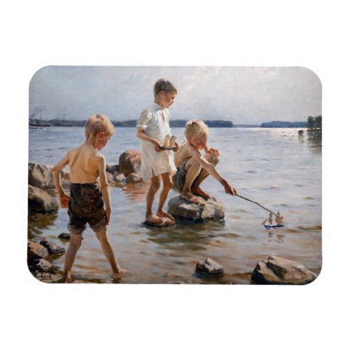 Albert Edelfelt _ Boys Playing on the Shore Magnet