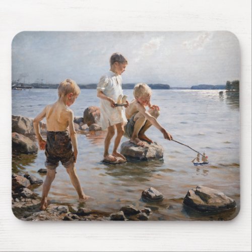 Albert Edelfelt _ Boys Playing on the Shore Mouse Pad