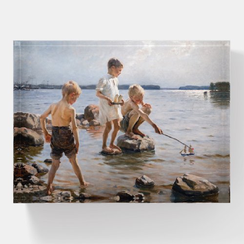 Albert Edelfelt _ Boys Playing on the Shore Paperweight