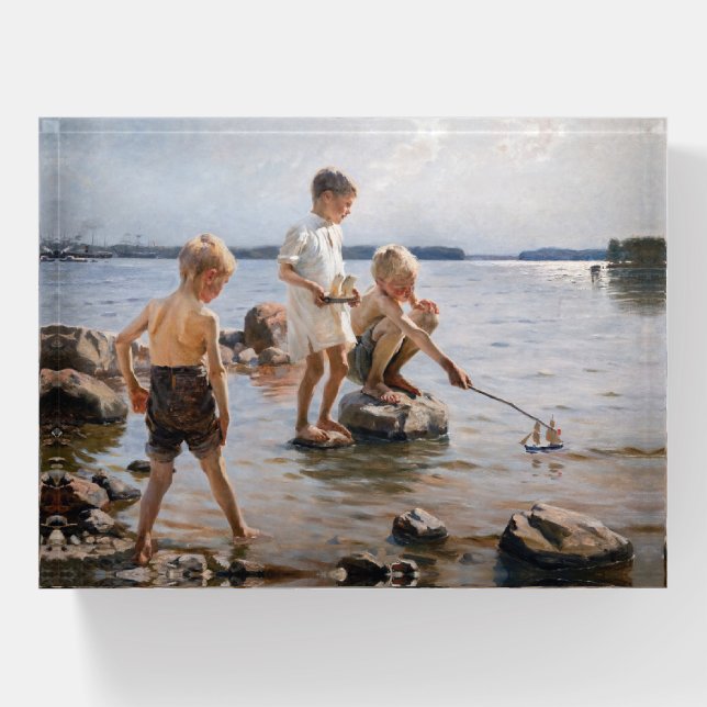 Albert Edelfelt - Boys Playing on the Shore Paperweight (Front)