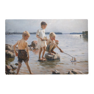Albert Edelfelt - Boys Playing on the Shore Placemat