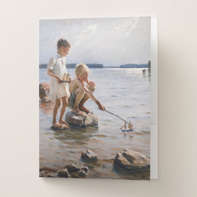 Albert Edelfelt - Boys Playing on the Shore Pocket Folder (Front)