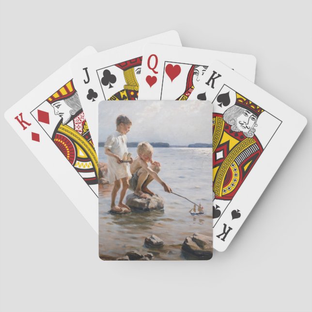 Albert Edelfelt - Boys Playing on the Shore Poker Cards (Back)