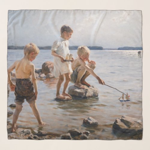 Albert Edelfelt _ Boys Playing on the Shore Scarf