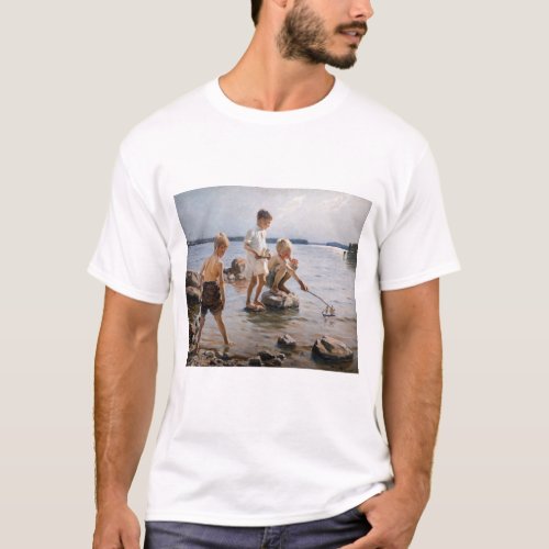 Albert Edelfelt _ Boys Playing on the Shore T_Shirt
