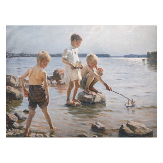 Albert Edelfelt - Boys Playing on the Shore Tablecloth (Front (Horizontal))