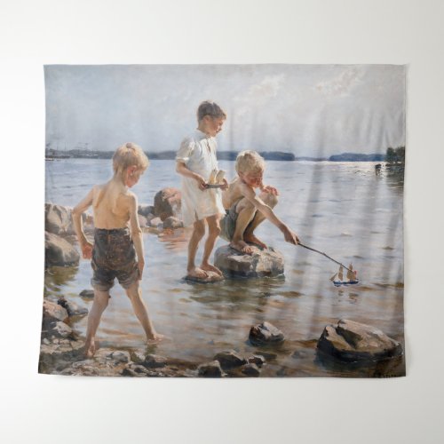 Albert Edelfelt _ Boys Playing on the Shore Tapestry