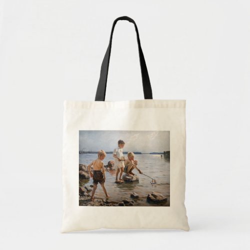 Albert Edelfelt _ Boys Playing on the Shore Tote Bag