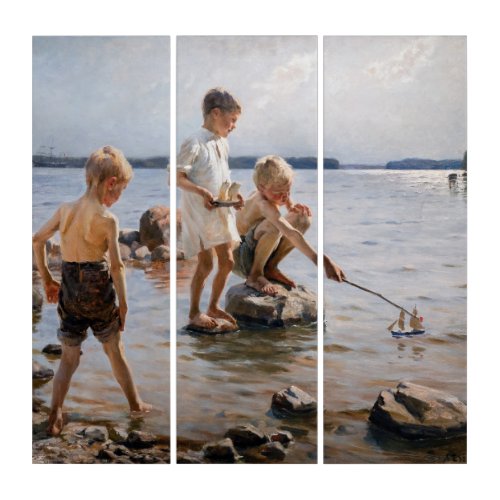 Albert Edelfelt _ Boys Playing on the Shore Triptych