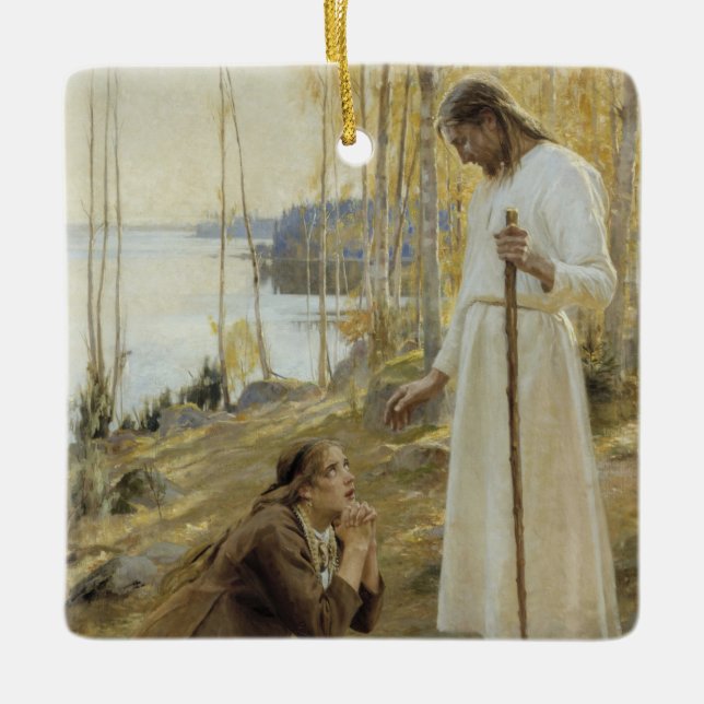Albert Edelfelt - Christ and Mary Magdalene Ceramic Ornament (Front)