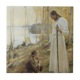 Albert Edelfelt - Christ and Mary Magdalene Ceramic Tile