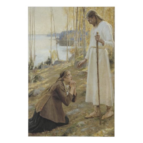 Albert Edelfelt _ Christ and Mary Magdalene Faux Canvas Print