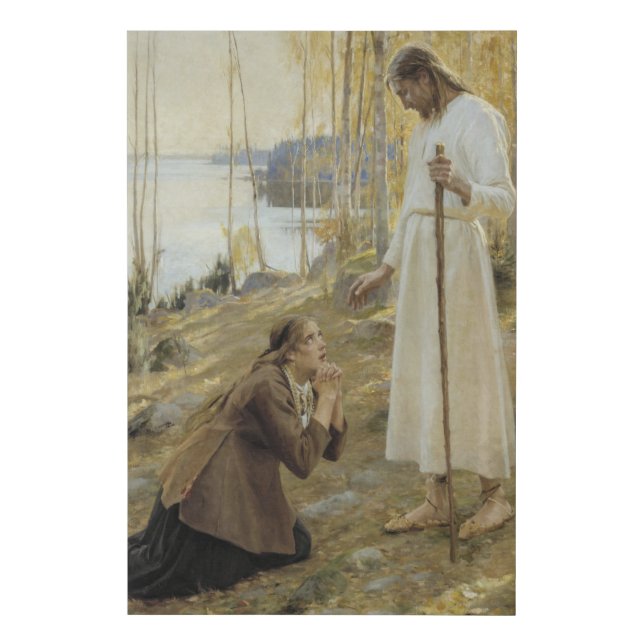Albert Edelfelt - Christ and Mary Magdalene Faux Canvas Print (Front)