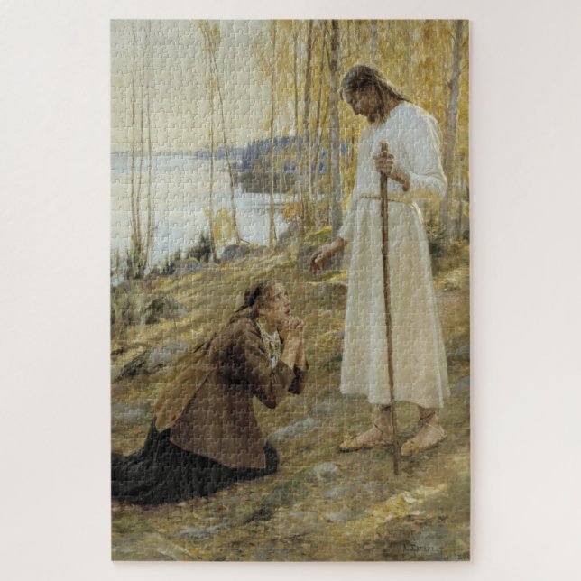 Albert Edelfelt - Christ and Mary Magdalene Jigsaw Puzzle (Vertical)
