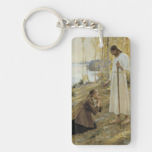 Albert Edelfelt - Christ and Mary Magdalene Keychain