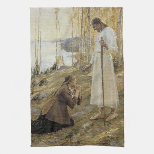 Albert Edelfelt _ Christ and Mary Magdalene Kitchen Towel