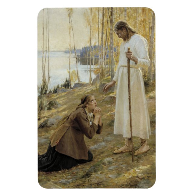 Albert Edelfelt - Christ and Mary Magdalene Magnet (Vertical)